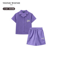 Teenie Weenie Kids小熊童装25夏季男女童泡泡纱衬衫短裤套装 紫色 140 cm