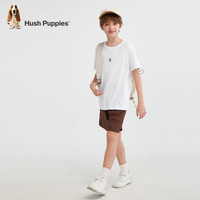 暇步士(Hush Puppies)【速干】童装儿童男大童2025夏季舒适透气青春活力运动风套装 本白 150