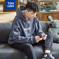 唐狮（TonLion）卫衣男唐狮秋冬季连帽加绒 复古蓝/加绒款 XL