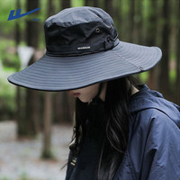 回力登山防晒帽男女夏季大檐户外西部牛仔帽遮阳帽钓鱼防紫外线渔夫帽 卡其色【12cm大檐防泼水】