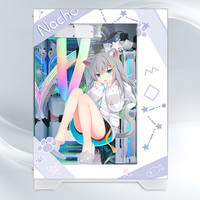 NKZK玩嘉 孤勇者MINI升级版无A柱 小型桌面海景房电脑机箱diy二次元动漫游戏240水冷机箱 猫羽雫 标配5把千变ARGB神光同步风扇