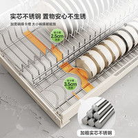 帅仕厨房置物架橱柜下拉篮抽屉式碗架沥水架碗篮水槽下放碗盘收纳架子 46宽【碗碟一体架】1个装