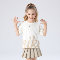NIKE 耐克童装女童纯棉短袖t恤2025夏季吸汗透气儿童舒适上衣 棉花糖 110 /56 【身高104-110cm】