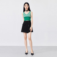 秋水伊人高腰A型短款半身裙夏季女装优雅时尚小个子裙子 黑色 XL