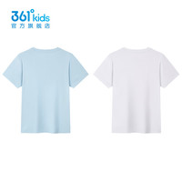 361°童装男女童短袖针织衫2025年夏季通码上衣 机灵蓝/本白 140