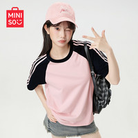 MINISO/名创优品腊肠狗短袖t恤女2025夏季女装蓝色上衣D 【100%纯棉】芭蕾粉(纯色) XL