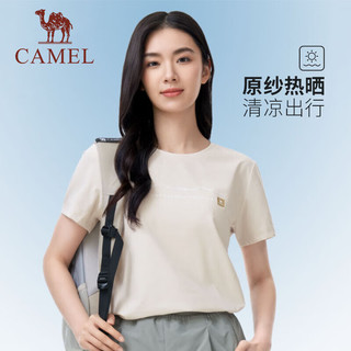 骆驼（CAMEL）户外速干短袖男圆领T恤款原纱防晒登山露营上衣【穿山】0011 橡木灰，男