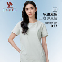 骆驼(CAMEL)户外速干短袖女圆领T恤款原纱防晒登山露营上衣【穿山】0025 黑夜蓝,女