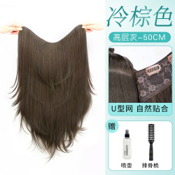 洛丝娜 LSN 假发片一片式精修V型高层次微卷仿真发自然蓬松增发量无痕接发片