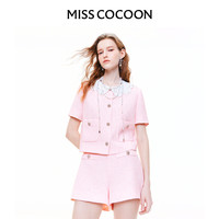 MISS COCOON可可尼粉色小香风套装女2025夏季外套短裤一整套