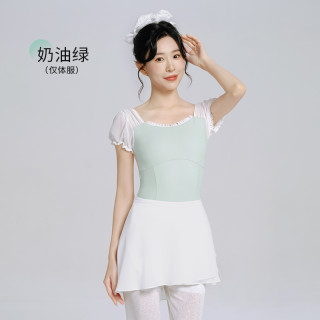 艾舞戈 薄雾系列 芭蕾舞练功服短袖新款泡泡袖舞蹈服高胯体操服形体服装