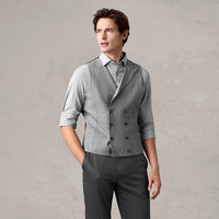 GORNIA 格罗尼雅 男士高端丝毛麻面料马甲双排扣时尚商务西服马甲