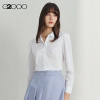 G20002025女士亲肤时尚修身通勤百搭衬衫平纹免烫易打理质感衬衣女 平纹-白色-长袖 38