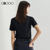 G20002025女士亲肤时尚修身通勤百搭衬衫平纹免烫易打理质感衬衣女 平纹-黑色-短袖 XS /32