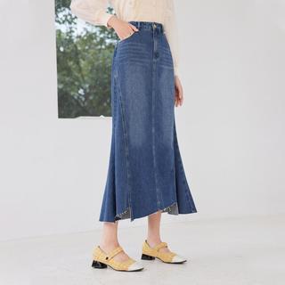 香影 X.YING【2024时尚秋装】鱼尾裙牛仔半身裙女不规则修身显瘦中长款裙子