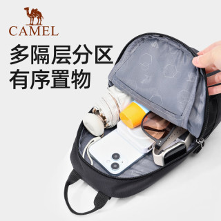 骆驼 户外运动单肩包男女斜挎包包休闲挎包骑行包背包胸包小包 575B635016-经典黑
