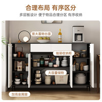 First Forest餐边柜一体靠墙置物柜家用收纳柜客厅边柜现代简约茶水柜子储物柜 活动层板 浅灰120*40 可放微波炉 组装-带安装工具-安装视频