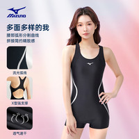 美津浓 Mizuno泳衣女连体2025游泳衣性感竞速平角专业游泳馆泳装 S 312连体三角菠萝黄【双面可穿/无胸垫】