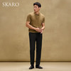 SKARO【含桑蚕丝】黑色针织短袖POLO衫男休闲商务翻领T恤2025年夏 棕黄色SKP922 2XL （=衬衫43码）