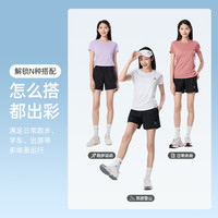 CAMEL骆驼短袖T恤女2025夏季速干透气圆领运动半袖纯色体恤男 【速干短裤】女款 M24BAIU112 黑色