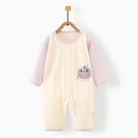 微信端：唛巴兔 MIEBBETUE 婴儿长袖连体衣  夏季长袖紫橙 59cm (0-3个月)