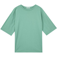 美特斯邦威白色短袖t恤女夏季纯色圆领打底衫基础内搭宽松体恤女 AF款-杉绿 175