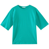 美特斯邦威白色短袖t恤女夏季纯色圆领打底衫基础内搭宽松体恤女 AF款-叶绿 155