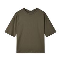 美特斯邦威白色短袖t恤女夏季纯色圆领打底衫基础内搭宽松体恤女 AF款-新军绿 160