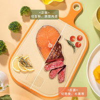 利皇菜板防霉砧板切菜板案板粘板环保小麦秸秆塑料水果婴儿辅食工具 29*24*1cm双面可用【橙色菜板】