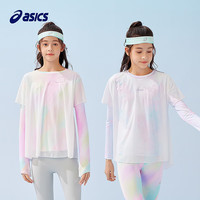 asics亚瑟士童装25年夏季女童飘飘衣假两件吸湿速干运动T恤 4008蓝绿色 120