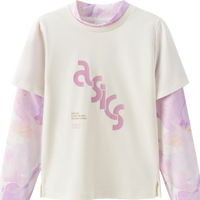 asics亚瑟士童装【商城同款】女生假两件长袖T恤吸湿速干柔软秋 8853