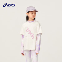asics亚瑟士童装【商城同款】女生假两件长袖T恤吸湿速干柔软秋 8853米白 160