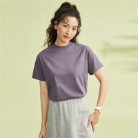 佐丹奴T恤女装纯棉针织宽松小高圆领短袖T恤 05320888 91 黑色 M