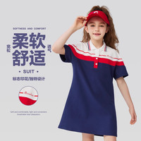 C&A女童连衣裙夏2025polo裙儿童夏装衣服裙子大童公主裙 冰水蓝裙子 140