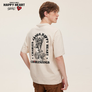 CHARLES JANG'S HAPPY HEART/查尔斯桃心 纯棉 男士短袖T恤