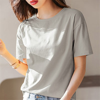 唐狮t恤女ins纯棉净色短款上衣夏季女装短袖白色 黑色35 L