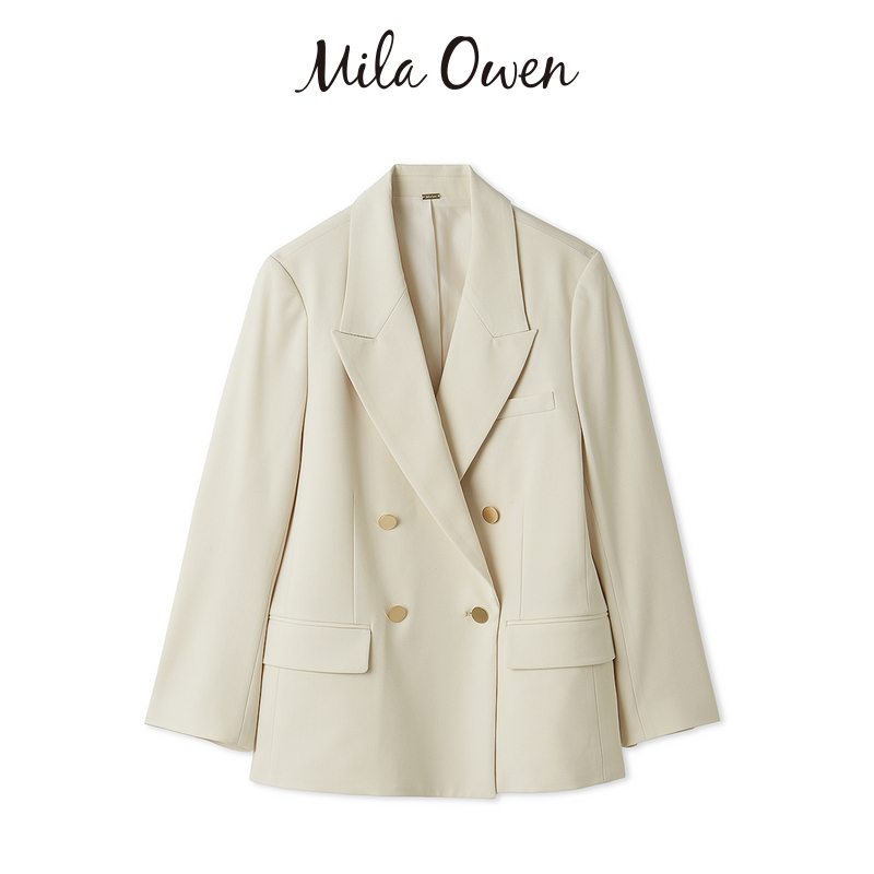 Mila Owen25早春简约通勤百搭翻领金属扣西装外套09WFJ251134