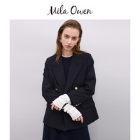 Mila Owen25早春简约通勤百搭翻领金属扣西装外套09WFJ251134 深蓝色