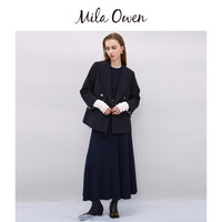 Mila Owen25早春简约通勤百搭翻领金属扣西装外套09WFJ251134 蓝色