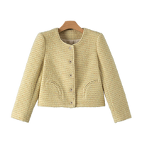 晚白2025春款时尚简约小个子穿搭外套纯色绵羊毛短款小香风外套女