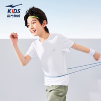 鸿星尔克男童t恤短袖儿童t恤简约中大童儿童短袖t恤 正白 100
