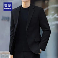 罗蒙休闲西装男士装单件西西服外套潮流正装套装 黑色[一扣单件] XL 175