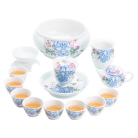 苏氏陶瓷(SUSHI CERAMICS)青瓷繁花似锦三才盖碗茶壶茶洗功夫茶具