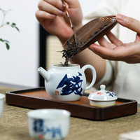 MULTIPOTENT整套功夫茶具套组中国白瓷手绘陶瓷搞钱两人饮茶壶小套组