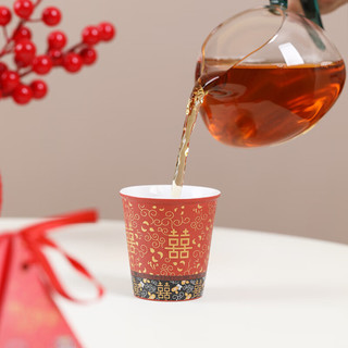 MULTIPOTENT功夫茶杯陶瓷婚庆中国红吾家有喜泡茶杯主人杯单杯婚宴喜庆茶杯 吾家有喜杯