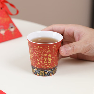 MULTIPOTENT功夫茶杯陶瓷婚庆中国红吾家有喜泡茶杯主人杯单杯婚宴喜庆茶杯 吾家有喜杯