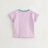 马克珍妮 marc & janie女童弹力针织撞色边短袖T恤儿童上衣宝宝夏装童装230876   建议身高90-cm