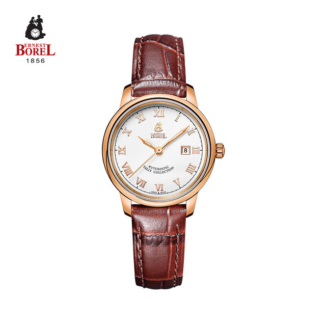 依波路 ERNEST BOREL 瑞士手表女 棕色皮带机械女表N0407L0C-MR4L 深棕色  29mm