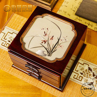 伯莎丹顿高端多功能纯手工刺绣首饰盒送女朋友老婆周年纪念婚庆礼盒茶盒 空谷幽兰