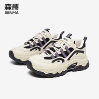 SENMA/森馬 男女鞋2025年春季板鞋小白鞋百搭老爹鞋休闲鞋 224351321米黑色 38